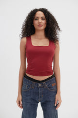 Virmo Women's Square Neck Double-Layer Tank Top