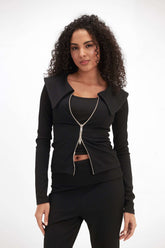 Virmo Women's Ribbed Knit Double Zipper