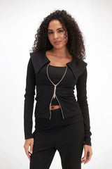 Virmo Women's Ribbed Knit Double Zipper