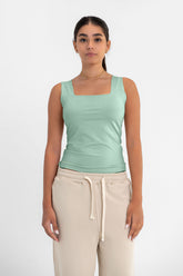 Virmo Women's Square Neck Double-Layer Tank Top