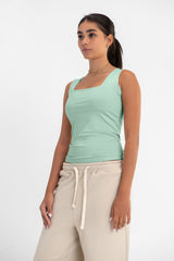 Virmo Women's Square Neck Double-Layer Tank Top