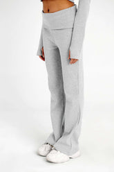 VIRMO Foldover Ribbed Flare Pants